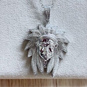 18” 925 Silver Moissinite Tribal Pendant Necklace